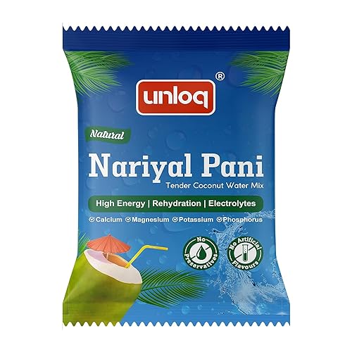 Unloq Natural Tender Coconut Water Premix | Instant Nariyal Pani Powder| Refreshing & Re-hydrating| Natural Energy Drink| Vegan & Fat-free| High Energy & Stress Relieving (pack of 40