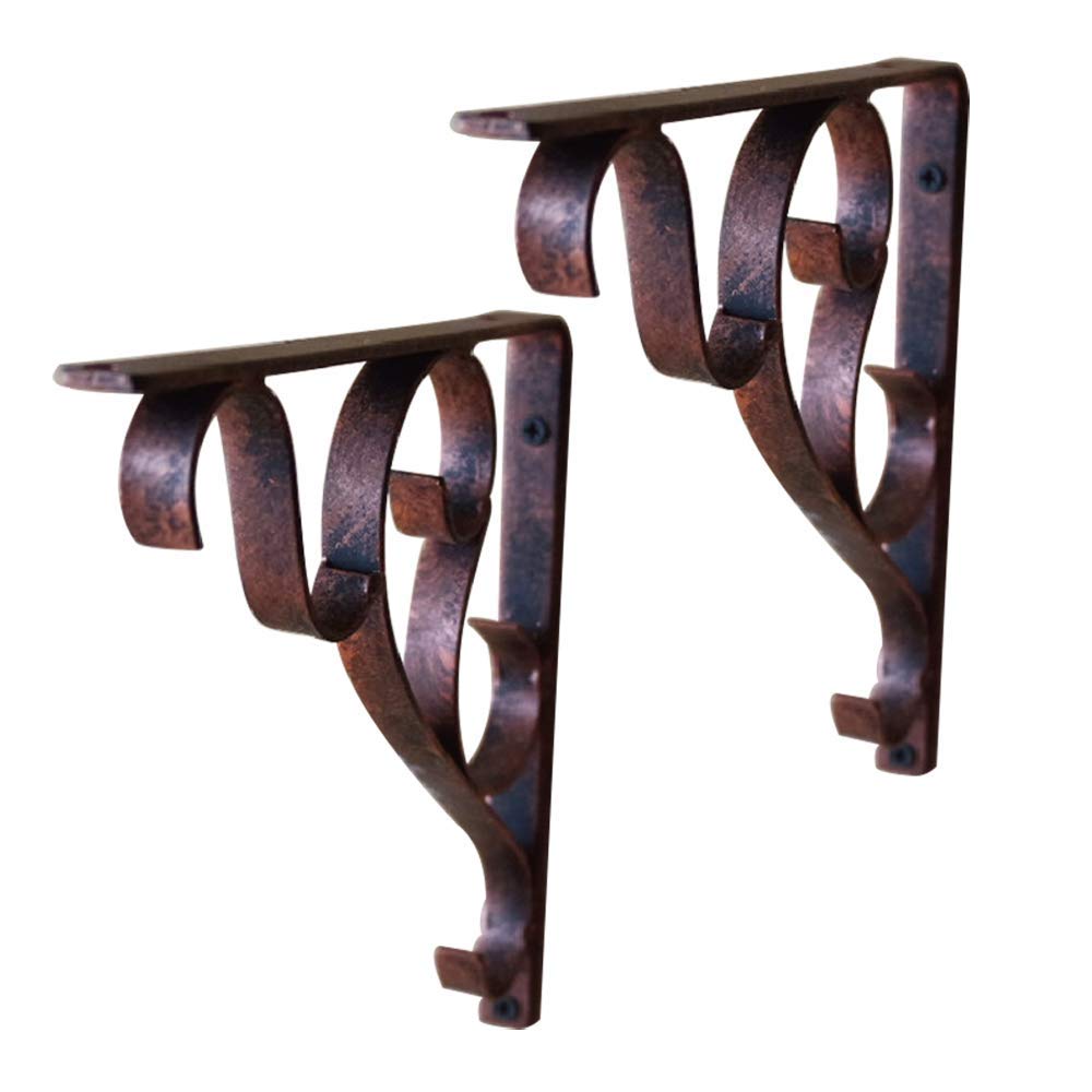 Support d'étagère vintage en fer forgé triangle bronze blanc 18cm x2