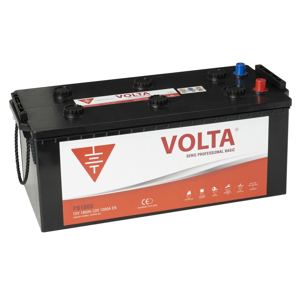Bateria de Camión Professional Basic 180Ah 1000A Volta PB1800I - Borne +Izq - Medidas Largo 513 x Ancho 223 x Alto 223 mm con 2 años de Garantía - Fabricación Europea.