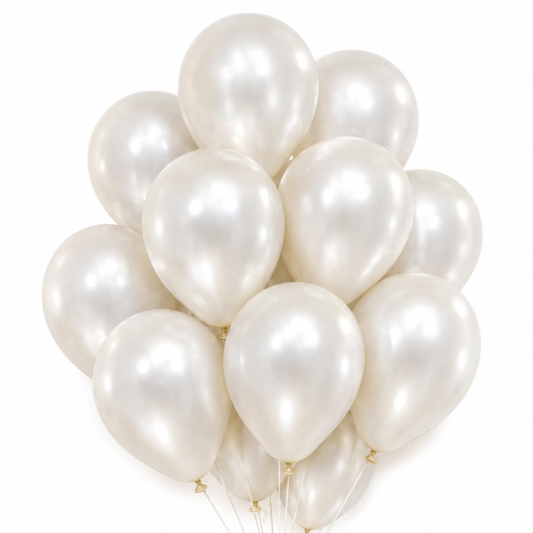 Wanna Party Pearl White Metallic Balloons 10 Inch Pack of 50, Shiny Party Balloons for Birthday Decoration, Anniversary, Baby Shower, Wedding, Balloon Garland, Arch & Event Decor-image-34