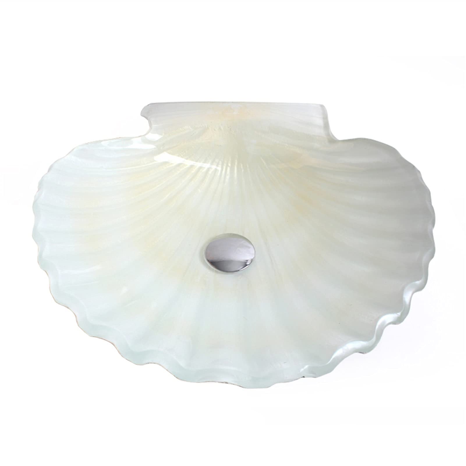SBCGFY Vessel Sinks, Bathroom Vessel Sink Glass Bathroom Vessel Sink Shell Shape Above Counter Bathroom Vessel Vanity Sink Washing Art Basin Bowl Bathroom Sink