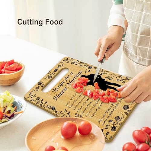 Tablero de corte personalizado de bambú para bodas, regalo para recién casados, decoración de cocina, ideal para queso, frutas, carnes y verduras - 10 miniatura 3
