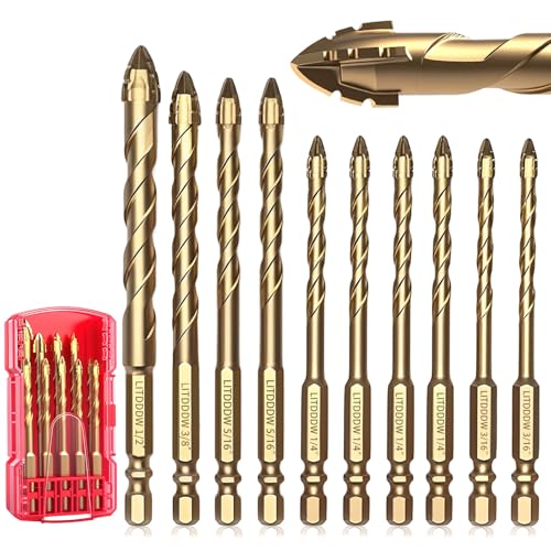 LITDDDW 10pcs Masonry Drill Bit Set,Concrete Drill Bit...