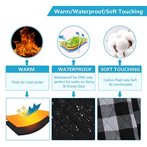 Geyecete Hundemantel Dackel, Dackel Wintermantel, Warmer Quilten Dackelmantel mit Geschirr Loch,Winddicht Rollkragen Hundejacken für kleine Hunde-Schwarz-S