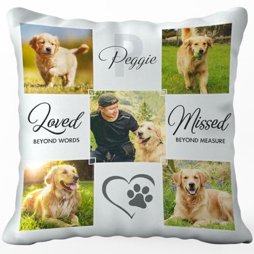 Pawfect House Personalized Loved Beyond Words Throw Pillow Covers (Insert Included), Pet Loss Gifts, Dog Memorial Gifts for Loss of Dog, Custom Pillow with Photo, Pet Loss Sympathy Gift