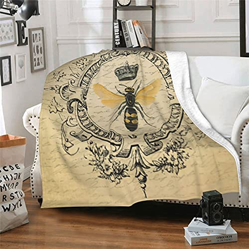 Manta moderna de abeja francesa queen, cálida y ultra suave, para cama, sofá, sala de estar