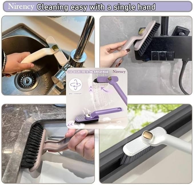 Image of Multi-Function Bathroom Plastic Cleaning Brush,Tiles Cleaning Brush,Hard Bristle Rotating Crevice Gap Cleaning Brushes for Bathroom,Floor Cleaner Brush(Multi Colour)