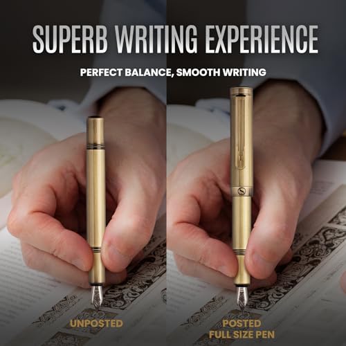 Scriveiner EDC-BRONZE-FP-M Luxury Edc Fountain Pen (Medium), Stunning Heavy Brass Pocket Pen thumb #4