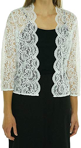 Calvin Klein Floral Lace 3/4 Sleeve Women Cardigan Sweater White XL
