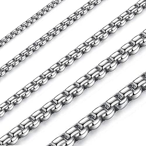 Kette Herren Kette Damen,316L Edelstahl Kette Herren Damen,Silberkette Herren Halskette,Kette Ohne Anhänger,Ketten Männer Halskette Ketten Silber Herren Damen Geschenk für Weihnachts,3.0mm/50cm Cover
