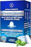 Retainer Cleaner Tablets for Invisalign Approved for Ultrasonic Cleaners -120 Denture Cleaning Tablets for Aligners, Night Guard, Mouth Guard - Denture Cleaner Tablets 4-Month Supply