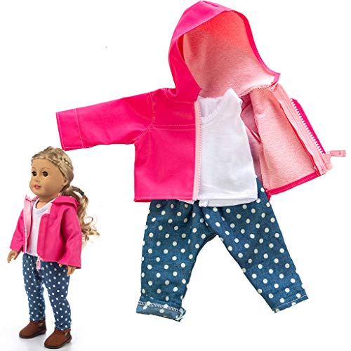 Joykith Toy 18 inch Girl Doll Clothing for 18in Dolls Cute Clothes Jacket Coat Girl Toy for 18 inch Our Generation Girls Doll The United States Girls Doll Clothes Accessory Girl's Toy (Hot Pink)