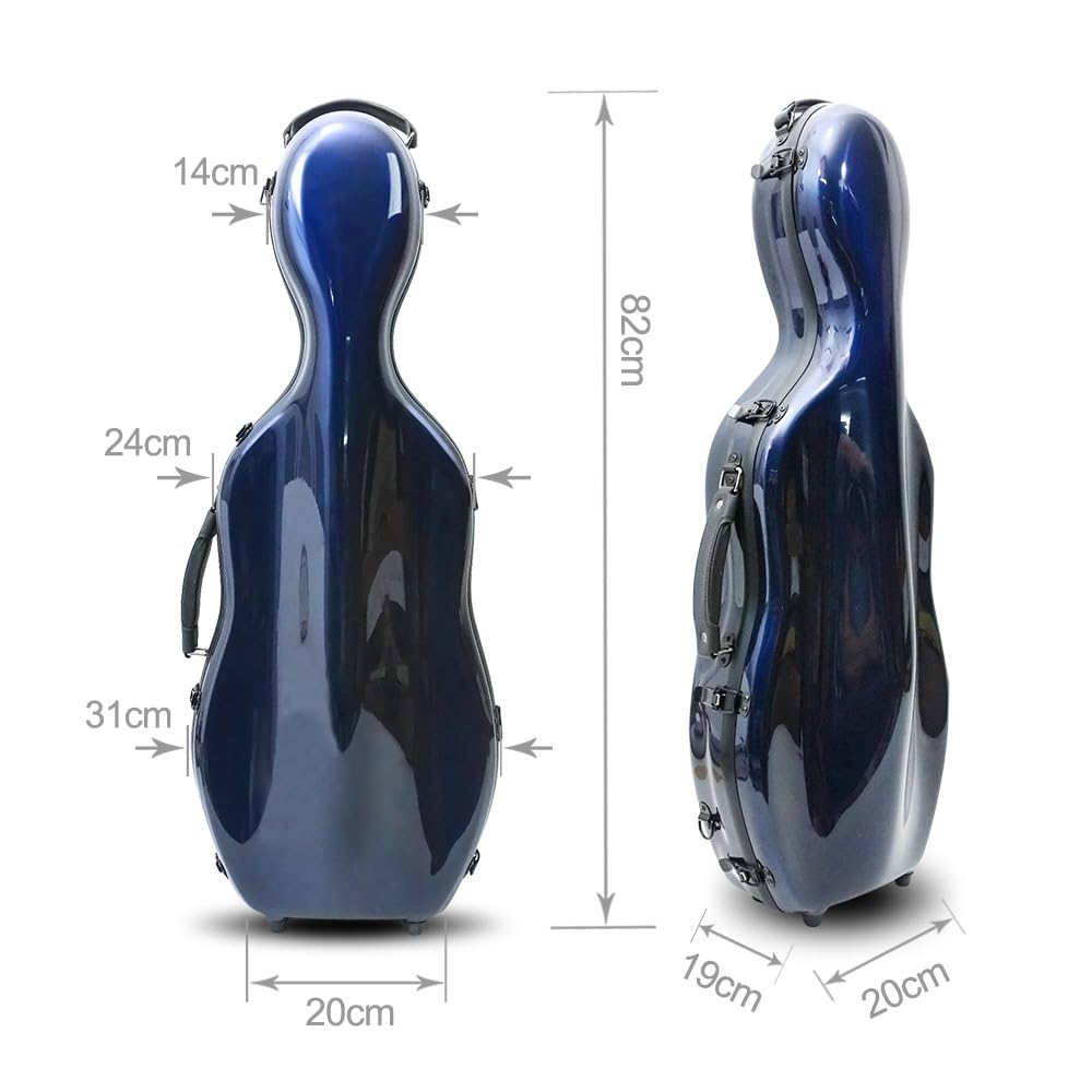 Vetimobato Hard Carbon Fiber Viola Case, Strong Light Viola Box with Straps, 2 Bow Holder, Weighing 2.68kg (Navy Blue)