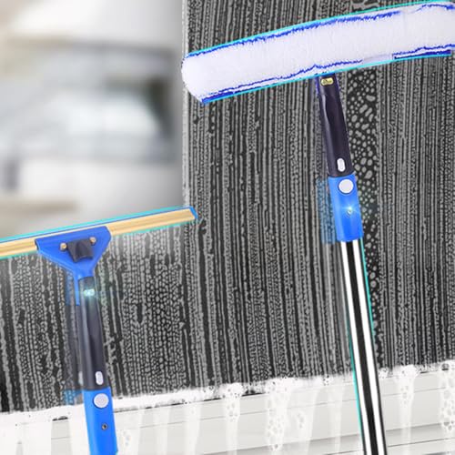 Raclette de nettoyage de vitres extensible éponge microfibre bleue