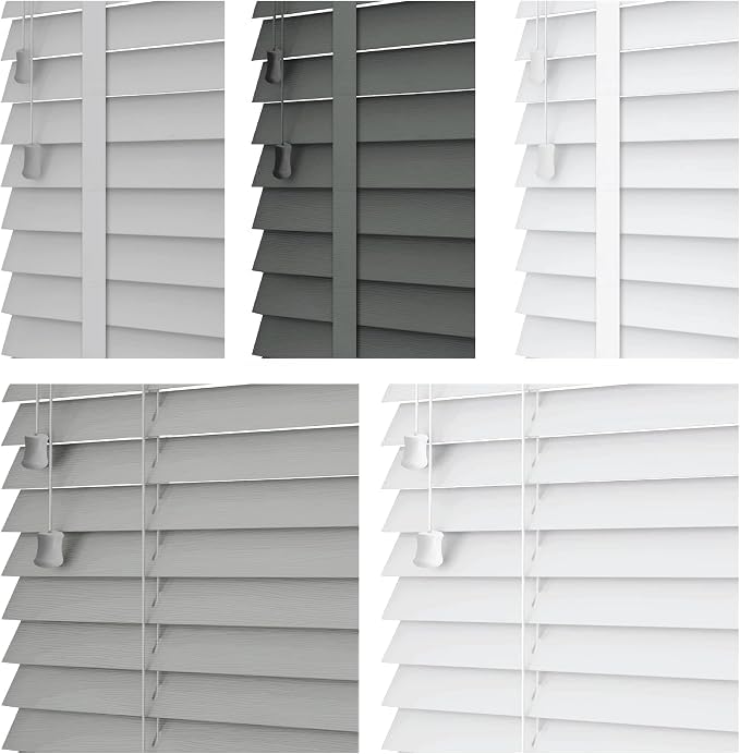 Funky Gadgets Faux Wood Blinds (Tape Grey, 200cm width x 150cm drop) โ image 1