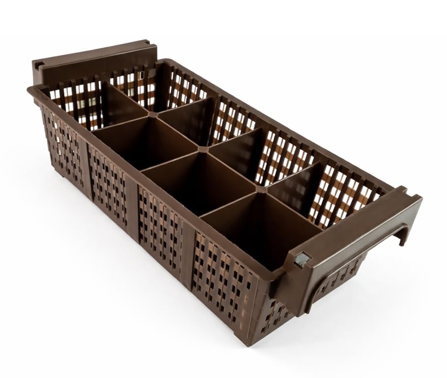 MORLEOS Besteck Spülkorb für Gastro Spülmaschinen, Besteckkorb mit 8 Fächern, Spülmaschinenkorb Gastronomie Kunststoff, Besteckhalter Spülmaschine, Restaurant Hotel Großküche, Braun 42 x 21 x 14,5 cm