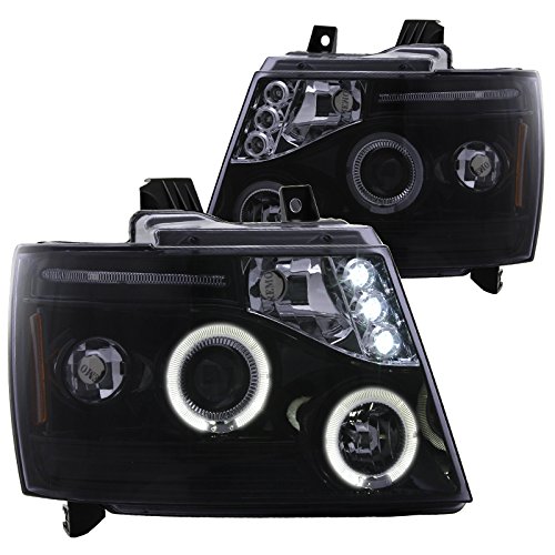 Spec-D Tuning 2LHP-AVA07G-TM Chevy Avalanche Glossy Black Housing Smoked Lens Halo Led Proj Headligh