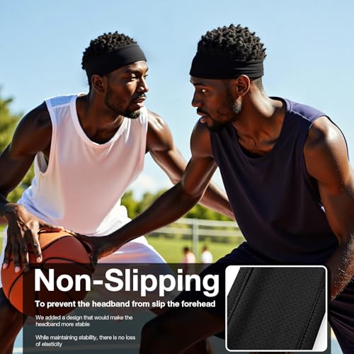 Image of Braylin Men's Headband, 3-Pack Men's Sweatband, Sports Headband for Running, Cycling, Basketball, Fitness Workout, Unisex Headbands