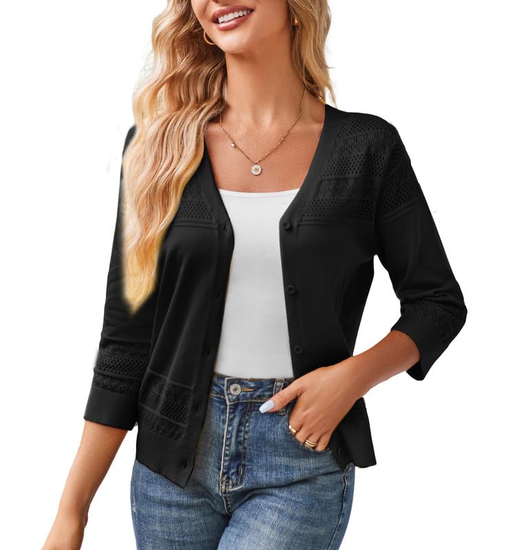 Navneet Cardigan Damen V-Ausschnitt - Geripptes Langarmshirt