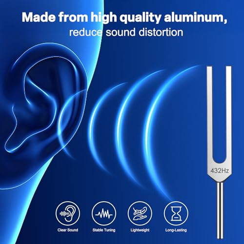 Tuning Fork Set – 128Hz 432Hz 512Hz 528Hz Weighted & Unweighted Frequency Tools with Activator, Mallet & Vegan Pouch – for Yoga, Meditation, Chakra, Ideal as a Gift - Image 6