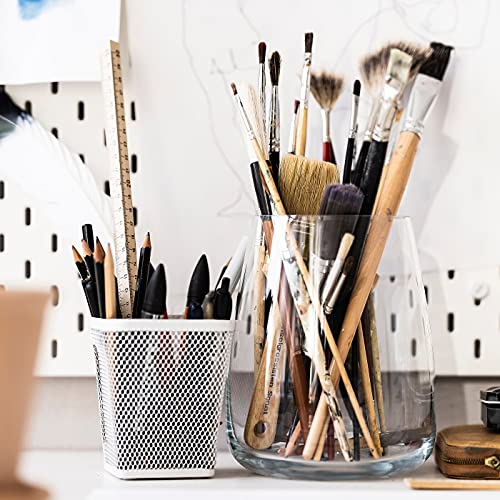 Image of IKEAA 10 x 10 x 11 cm Pencil or Pen Cup Holder (White, Pack of 2)
