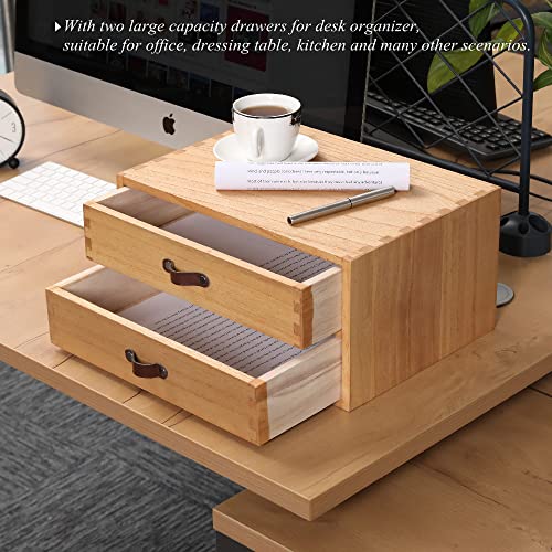 Ddyuri Wooden Desk Organizer With 2 Drawers - Desktop Storage Drawers For Office Supplies File Paper Organizer -Mini Wood Chest/Small Cabinets For Jewelry Dresser Closet Kitchen Counter(Fax2C-Lt） #TOP3