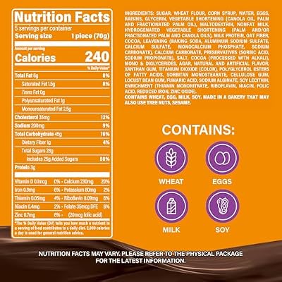 Marinela Napolitano Orange Snack Cakes with Raisins and Chocolate Frosting, Artificially Flavored, 5-Pack, 12.35 Ounces