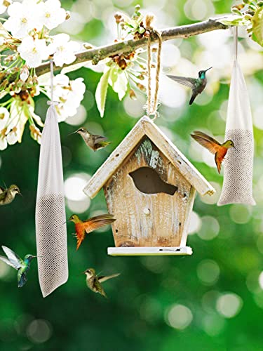 Alimentador de calcetines de pinzón 6 piezas para exteriores, sacos de alimentación de semillas de cardo duraderos blancos - Imagen 6 de 15