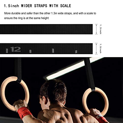 image for Kdpranky Wood Gymnastics Rings 1500lbs Calisthenics Equipment with 15f