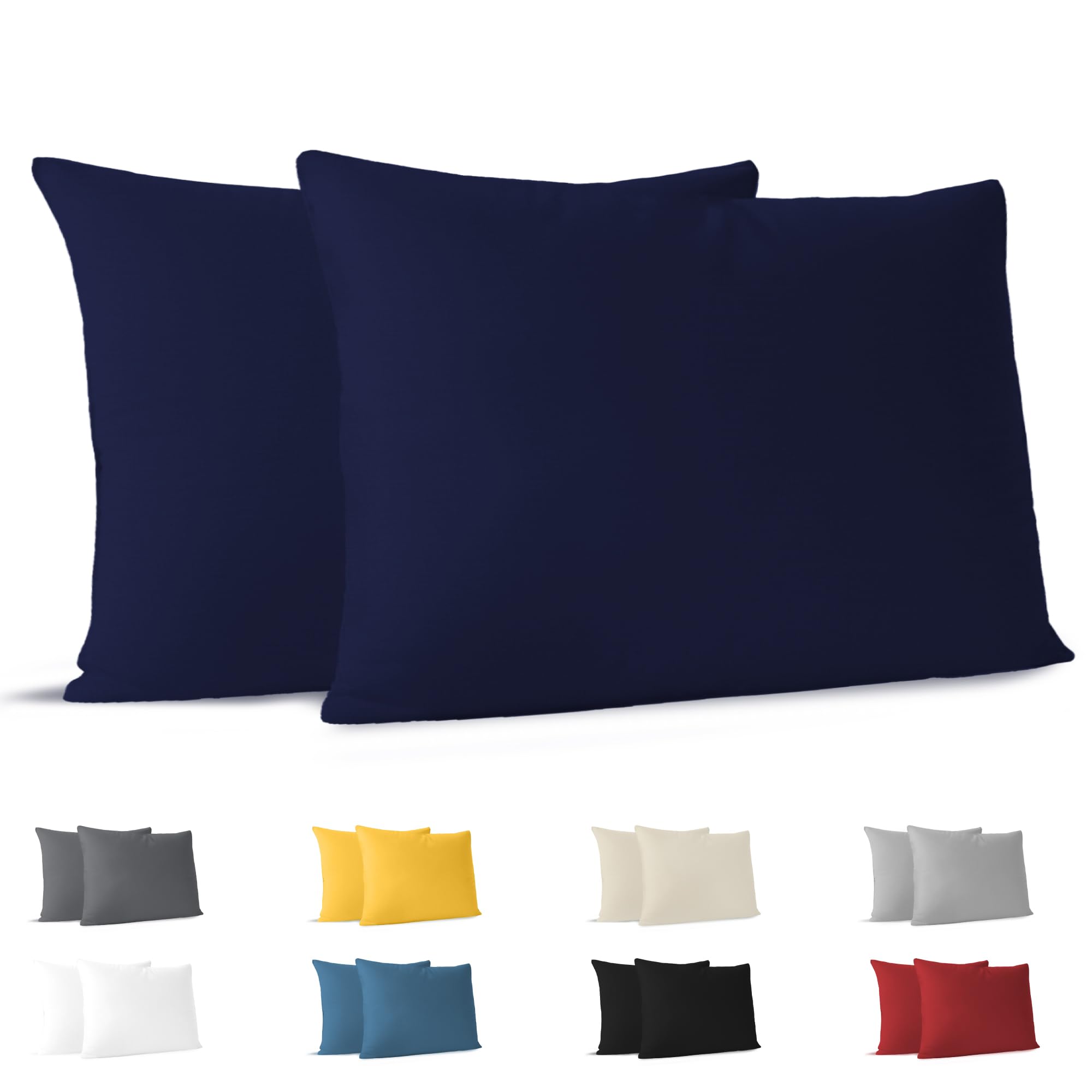 Dreamzie Kissenbezug 30x50 (Set mit 2) - 100% Jersey Baumwolle 150 g/qm Kissenbezüge -Dunkelblau - Für Kissenbezug 50x30 cm - Kissenhülle - Resistent und Hypoallergen