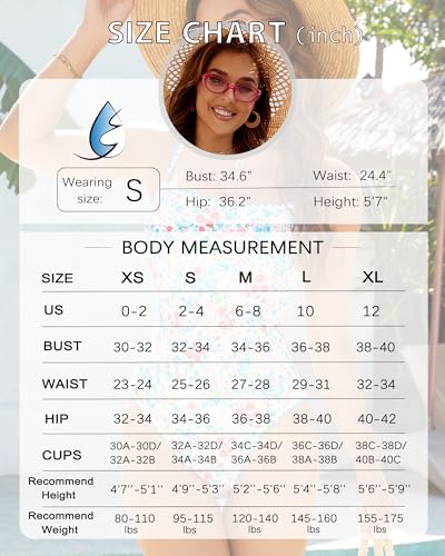 Image of Jolefille Womens One Piece Swimsuit Tummy Control Modest Bathing Suit Teen Girls Swim Suit Cute Floral Swimwear