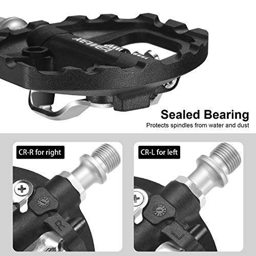 XEWEA MTB Bike Pedals Dual Platform Compatible with Shimano SPD Mountain Clipless Pedals,3-Sealed Bearing Non-Slip Lightweight Nylon Fiber Bicycle Platform Pedals for BMX MTB Spin Trekking Bike - Thumbnail 3