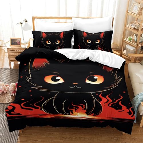 Housse de couette chat 3D 140x200 cm en microfibre avec taies - 2