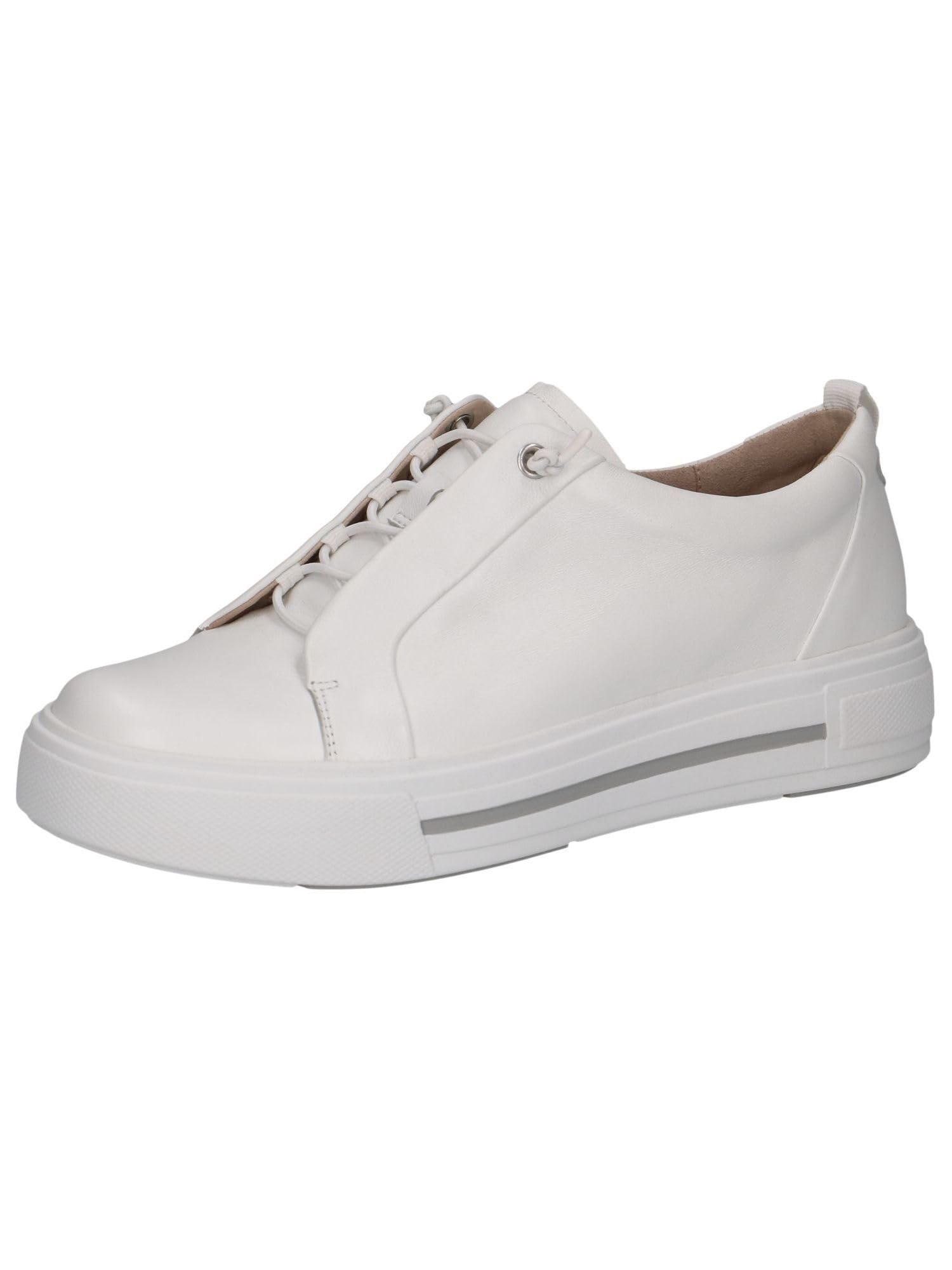 CAPRICE Damen Plateau Sneaker aus Leder Low Top, Weiß (White Nappa), 37 EU