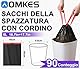 AOMKES 5 Liter Müllbeutel mit Griffen, kleine Müllbeutel 40 × 45 cm, 90 Stück, schwarz, reißfest, hohe Qualität, langlebig für Küche, Bad, Wohnzimmer