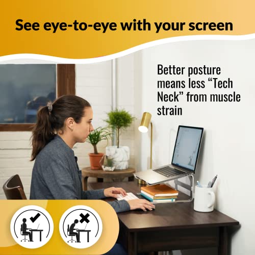 Office Owl Laptop Desk Stand - Ergonomic, Portable, Aluminum Computer Riser For Desk - Laptop Stand Holder Compatible With Macbook, Dell, Lenovo And 10 To 17 Inch Laptops For Office And School Or Home #TOP3