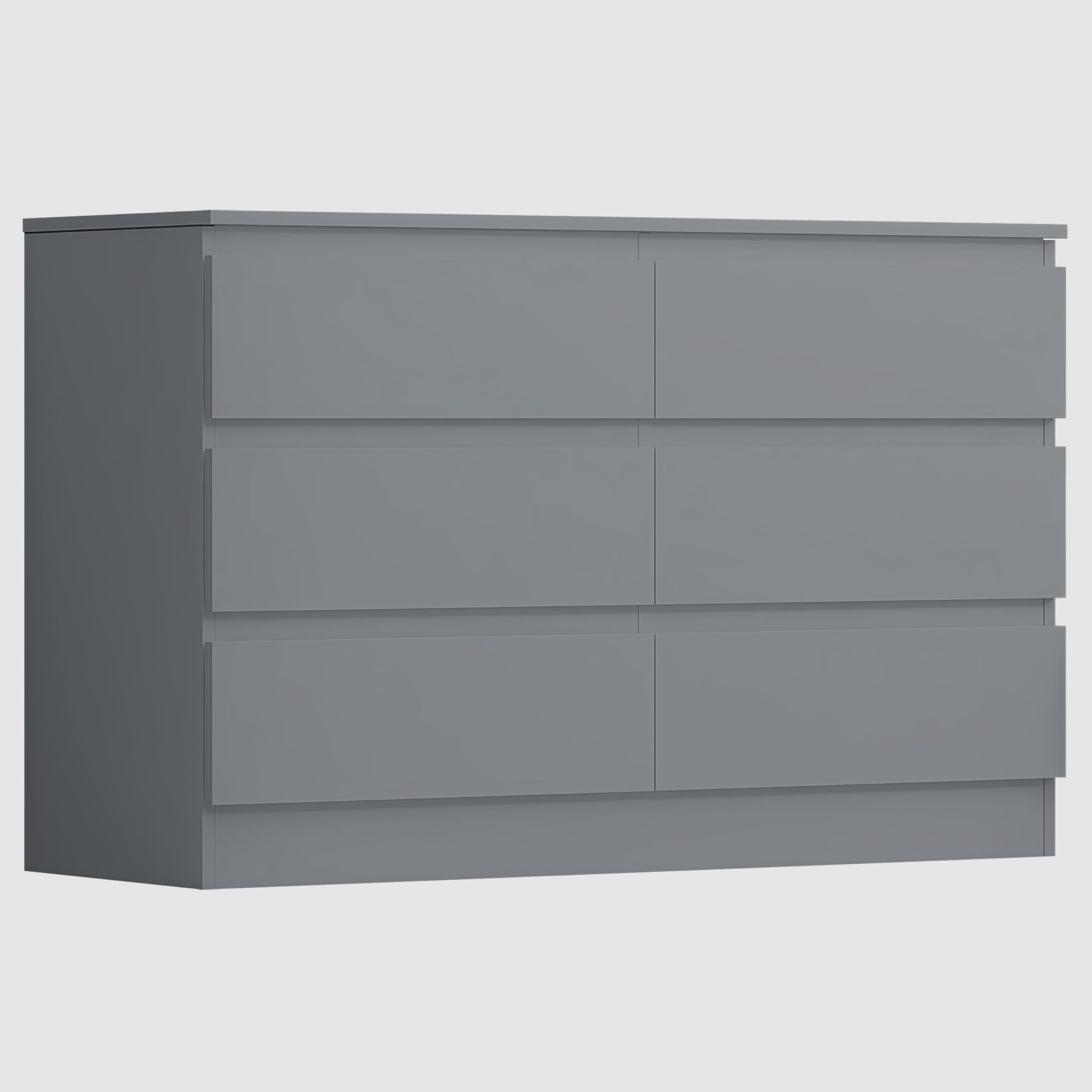 Nera 6 Drawer Chest of Drawers Wood, Dresser Drawers for Bedroom Furniture Storage Unit Drawers for Clothes (Matt Grey)
