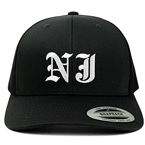 Trendy Apparel Shop New Jersey NJ Old English 6 Panel Trucker Mesh Cap - Black