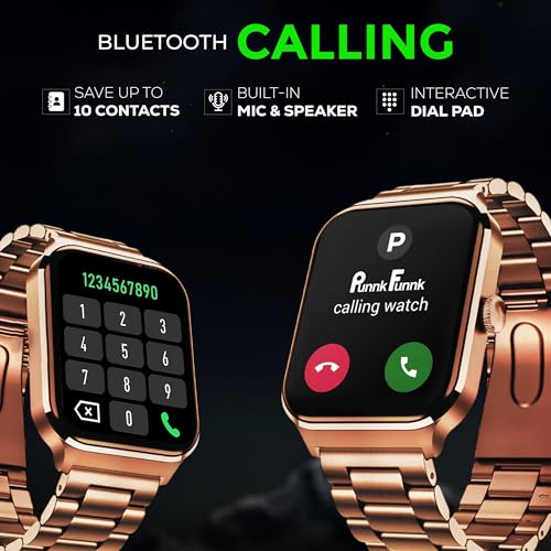 Image of PunnkFunnk NeoLux 1.96 inch HD Display Smartwatch for Men & Women 2025 with 110+ Sports Modes, Heart Rate, Sleep Monitor, IP68 Waterproof, Answer /Make Calls for Android & iOS(Metal Gold)