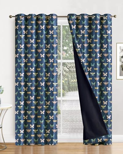 Image of Cloth Fusion Printed 100% Blackout Door Curtains 7 Feet Long Set of 2
