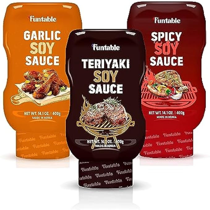 FUNTABLE Teriyaki Flavored Sweet Soy Sauce 14.1OZ + FUNTABLE Garlic