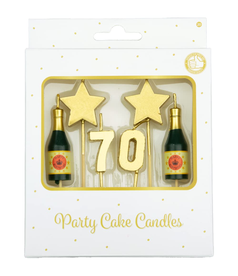 PD-Party - Birthday Candles for Cakes - Birthday Decoration - Golden Cake Candles for Birthday Parties for Children and Adults - Number Candles - Number Candle - Size 3 x 9 x 1 cm - 70 Years โ image 1