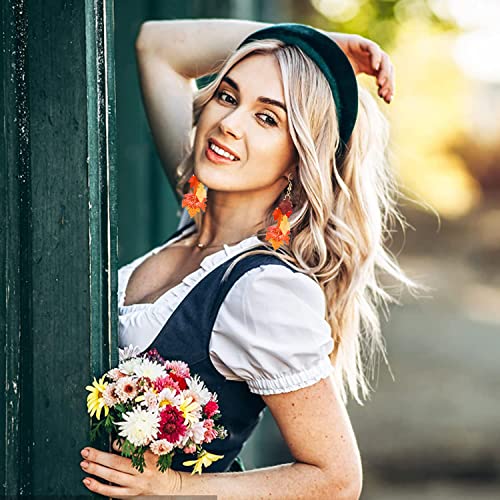 9 Pairs Thanksgiving Earrings Fall Turkey Pumpkin Leaf Charms Dangle Earrings Handmade Layered Maple Leaves Hoop Dangling Earrings Set for Women Girls Variety Pack Fun Thanksgiving Holiday Themed Color Star Heart Beads Earrings Jewelry Accessories2