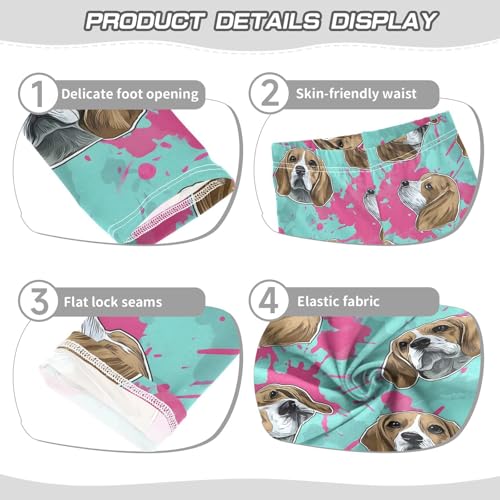 Cartoon Dog Splash Ink Girls Leggings Ultra Soft Compression Yoga Gym Pants for Kids 4-10T3