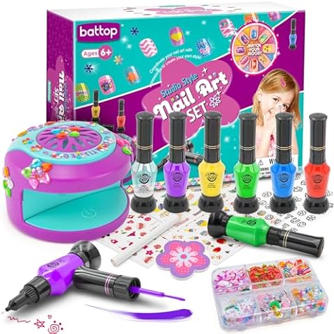 BATTOP Studio Style Nail Art Set for Kids Ages 7-12 , Nail Decorations, Stickers, and Accessories Cover