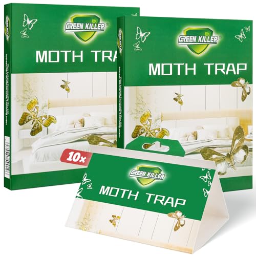 Yeecka 10 Stück Kleidermottenfalle Mottenfalle Kleidermotten, Effektiver Mottenschutz für Kleiderschrank, Kleidermotten Bekämpfen Pheromonfalle Motten, Mottenpapier Lebensmittelmotten Falle für Küche