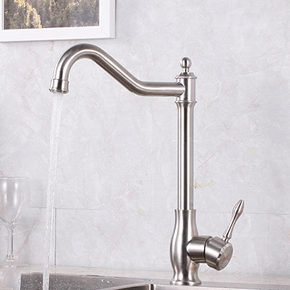 Robinet mitigeur cuisine acier inoxydable brossé rotatif eau chaude froide durable LWX