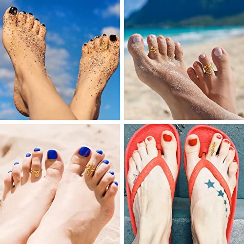 HAIAISO 12PCS Adjustable Toe Rings for Women 14K Gold Plated Open African Toe Rings Summer Beach Foot Jewelry Set3