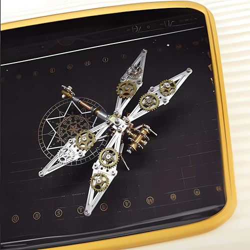 Mechanical Metal DIY 3D Dragonfly Model Insect Brass Puzzle Steampunk Electric Mechanical, Assembly DIY Gift Craft Hobby for Men (Dragonfly B) - Thumbnail 4