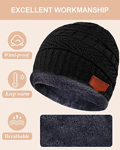 Syhood 4 Sets Kids Winter Hat and Scarf Set Warm Fleece Lining Beanie Hats Knitted Cap Scarf for 5-14 Years Boys Girls3